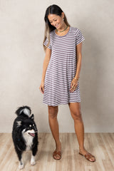 Harper Paneled Dress (Mushroom Stripe)