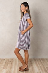 Harper Paneled Dress (Mushroom Stripe)