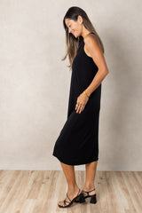Lissa Twist-Back Midi Dress (Black)