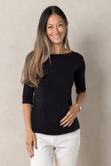 Meg Boatneck Top (Black)