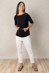 Meg Boatneck Top (Black)