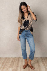 Shannon V-Neck Top (Midnight Kalo)