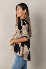 Shannon V-Neck Top (Midnight Kalo)