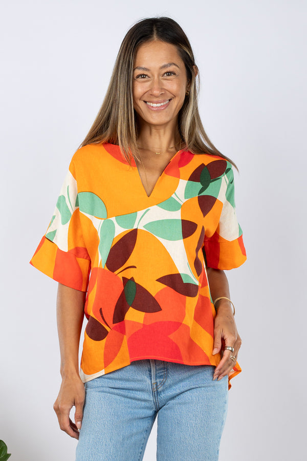 Jasper Top (Tangerine Linen)