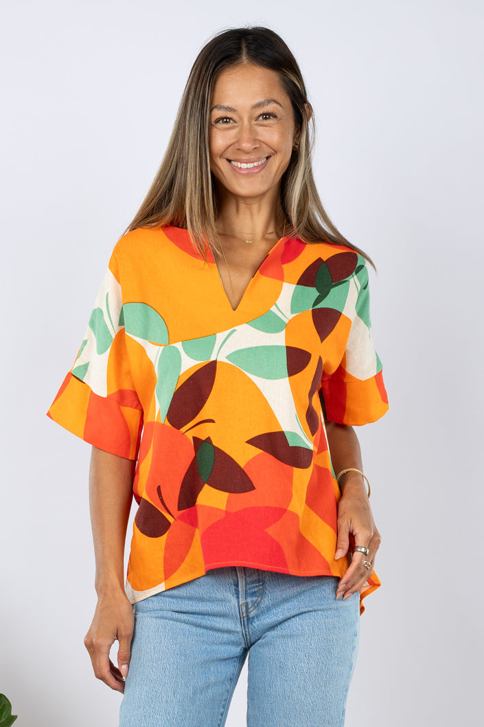 Jasper Top (Tangerine Linen)
