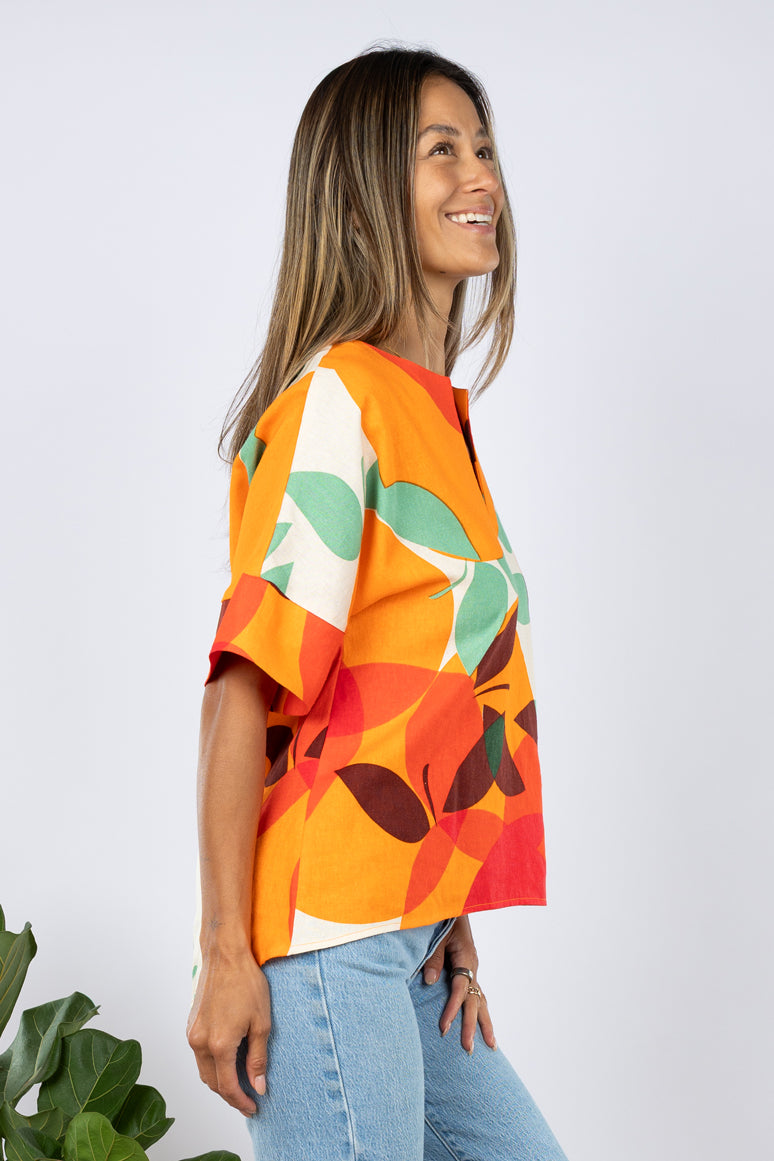 Jasper Top (Tangerine Linen) – Ten Tomorrow