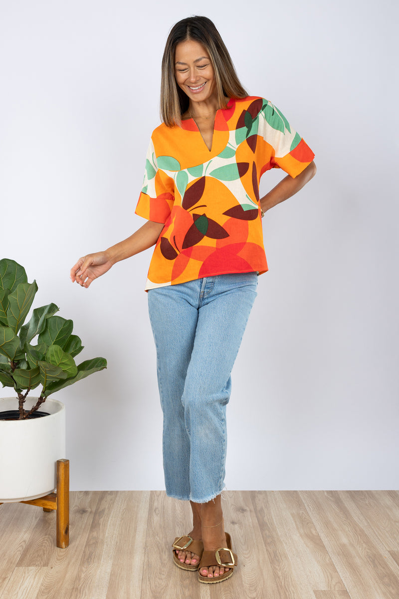Jasper Top (Tangerine Linen)