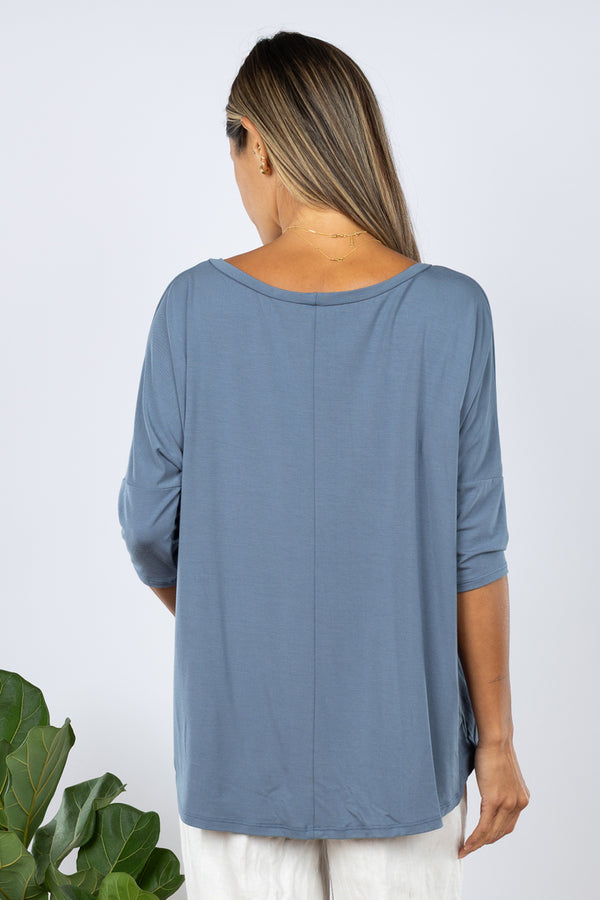 Julie 3/4 Sleeve Top (French Blue)