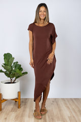 Lola Asymmetrical Dress (Chocolate)