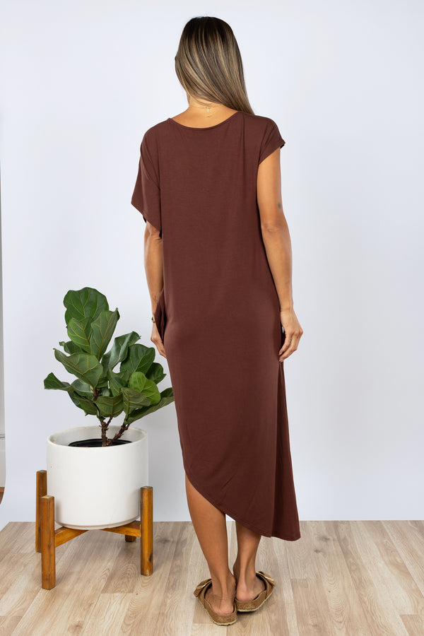 Lola Asymmetrical Dress (Chocolate)