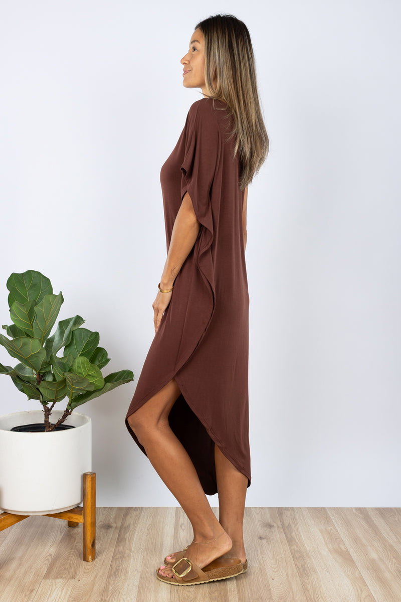 Lola Asymmetrical Dress (Chocolate)