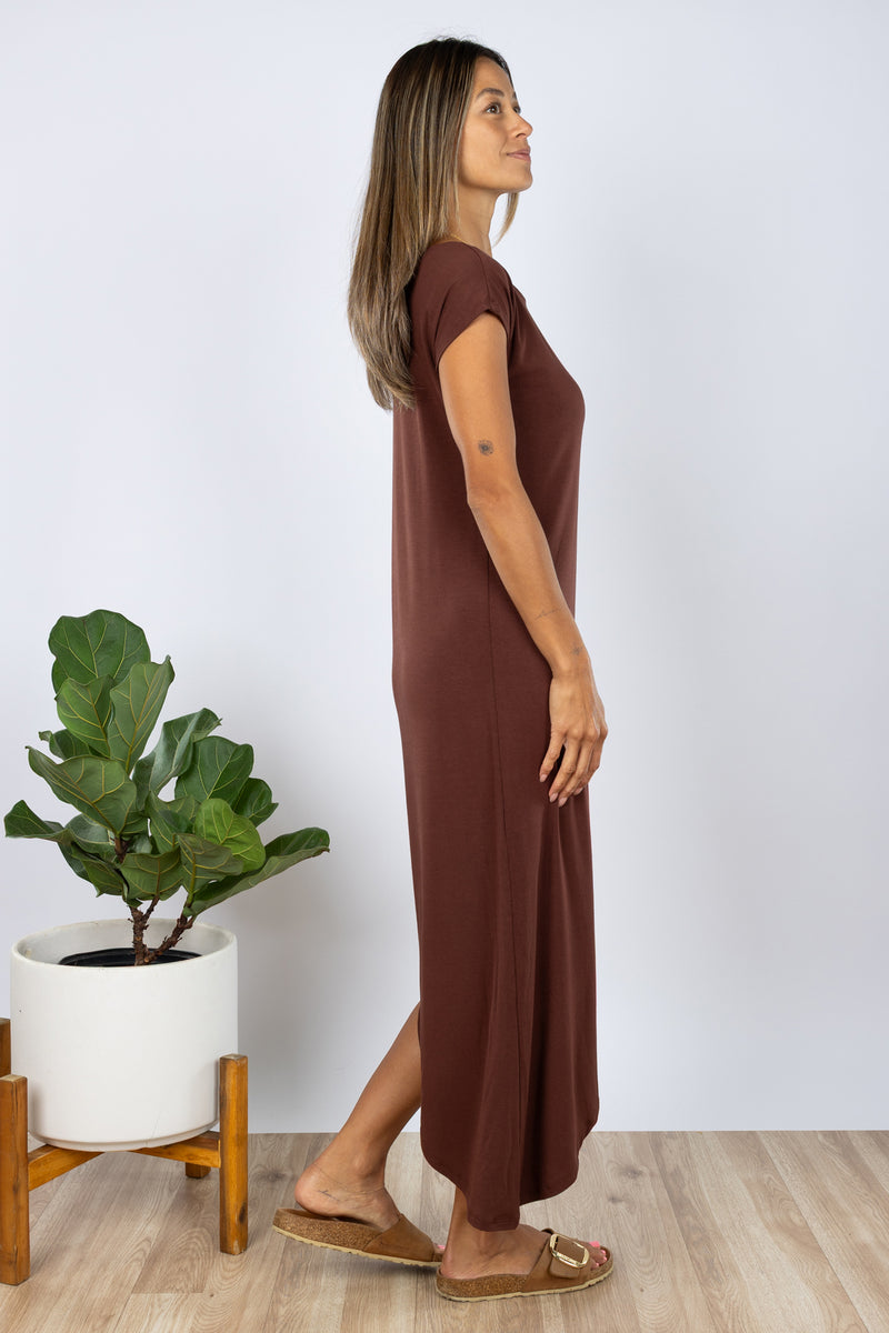 Lola Asymmetrical Dress (Chocolate)