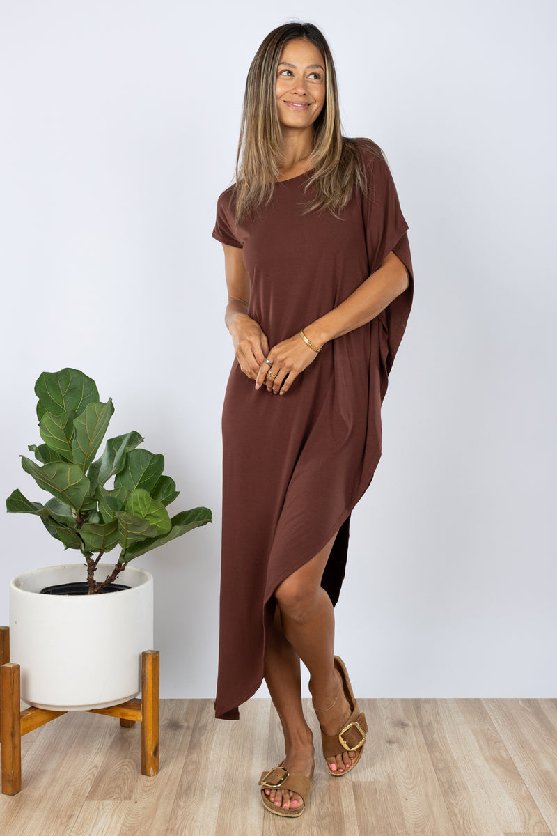 Lola Asymmetrical Dress (Chocolate)