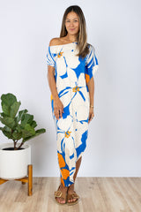 Lola Asymmetrical Dress (Coastal Hibiscus) - S
