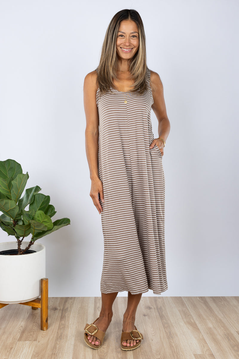 Paisley Jumpsuit (Mocha Stripe)