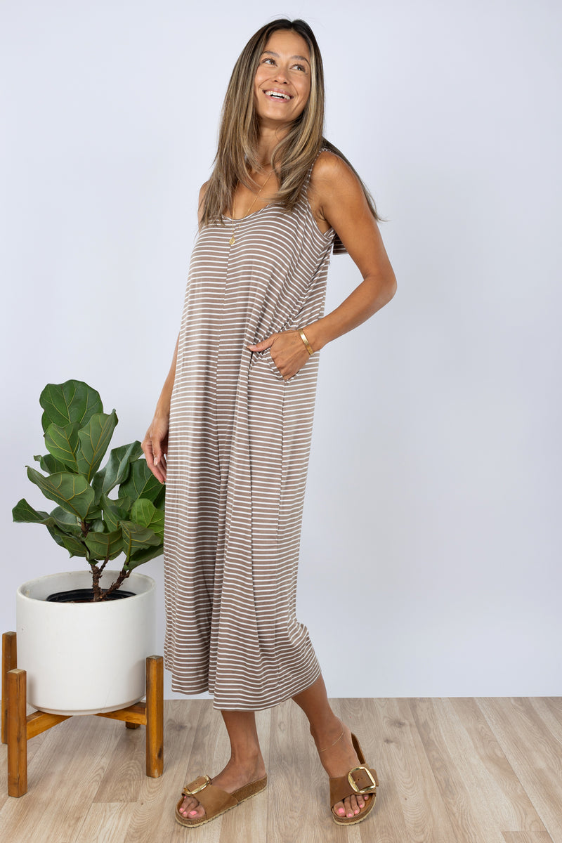 Paisley Jumpsuit (Mocha Stripe)