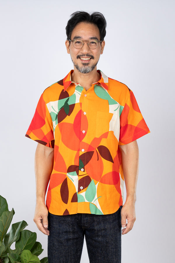 Ronnie Men's Aloha Shirt (Tangerine Linen)