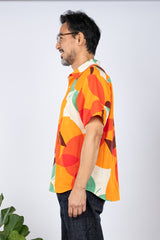 Ronnie Men's Aloha Shirt (Tangerine Linen)
