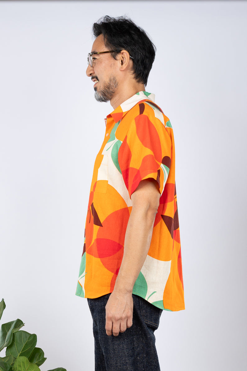 Ronnie Men's Aloha Shirt (Tangerine Linen)