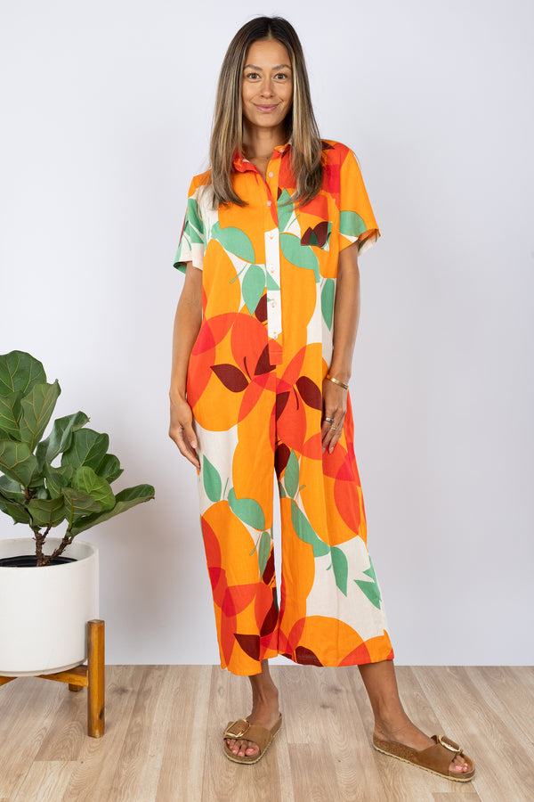 Shane Jumpsuit (Tangerine Linen)