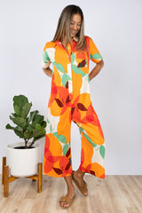 Shane Jumpsuit (Tangerine Linen)