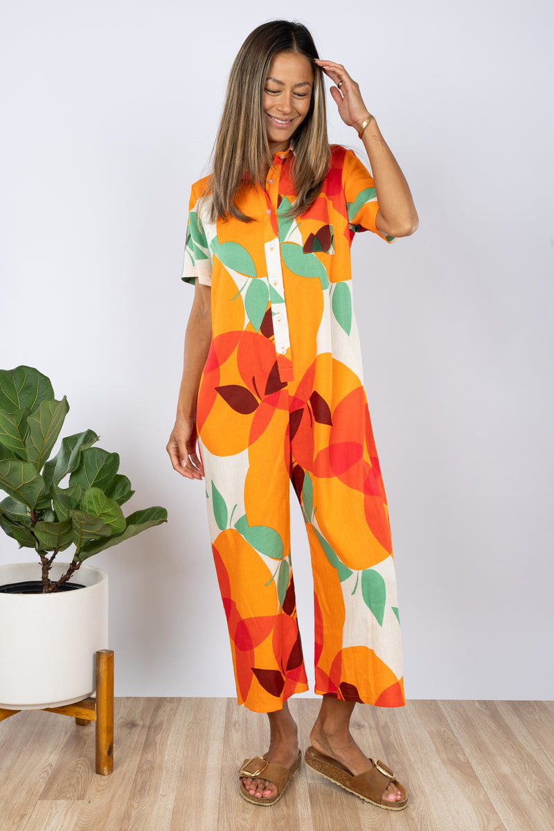 Shane Jumpsuit (Tangerine Linen)