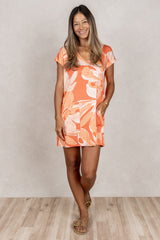 Dawn V-Neck Dress (Blush Monstera) - S