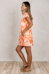 Dawn V-Neck Dress (Blush Monstera) - S