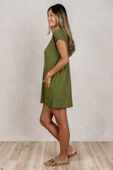 Dawn V-Neck Dress (Olive)