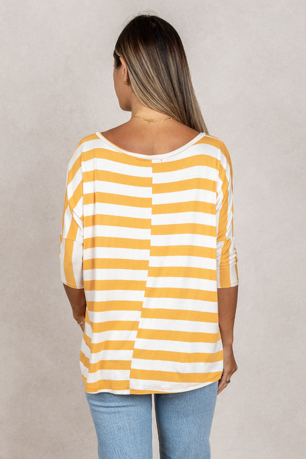 Julie 3/4 Sleeve Top (Mango Stripe)
