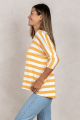 Julie 3/4 Sleeve Top (Mango Stripe)