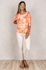 Julie 3/4 Sleeve Top (Blush Monstera)