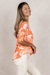 Julie 3/4 Sleeve Top (Blush Monstera) - M