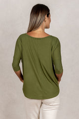 Julie 3/4 Sleeve Top (Olive)