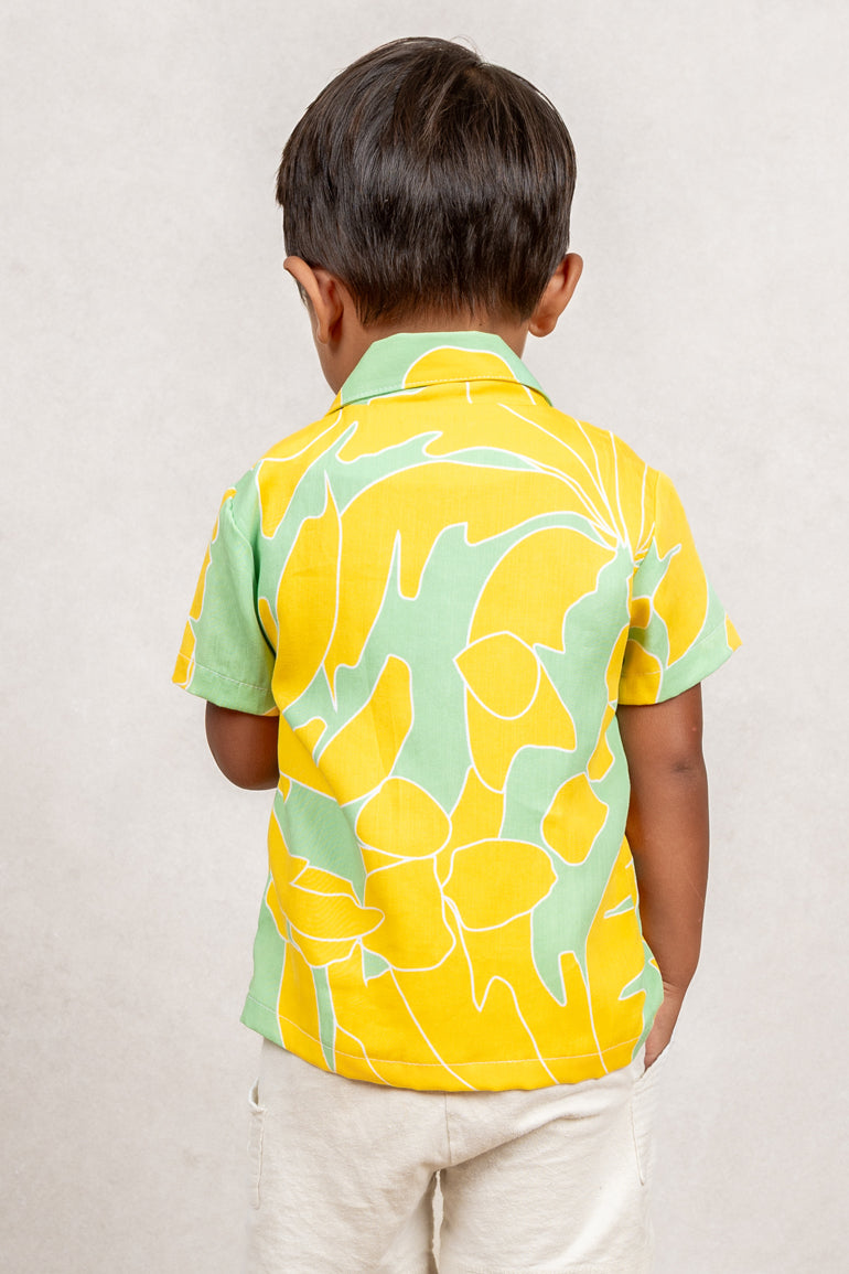 Mini Ronnie Aloha Shirt (Sunshine Palm)