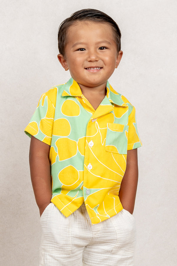 Mini Ronnie Aloha Shirt (Sunshine Palm)