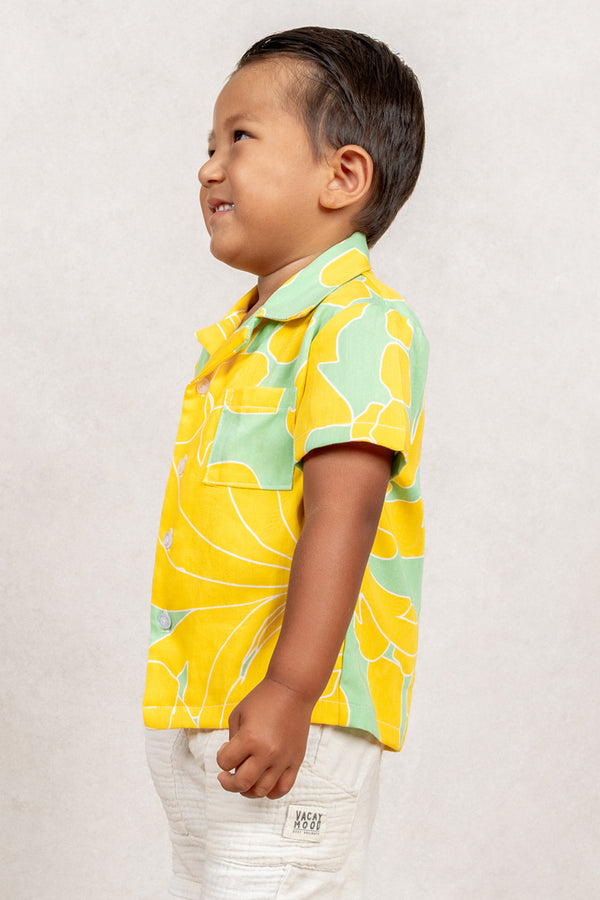 Mini Ronnie Aloha Shirt (Sunshine Palm)