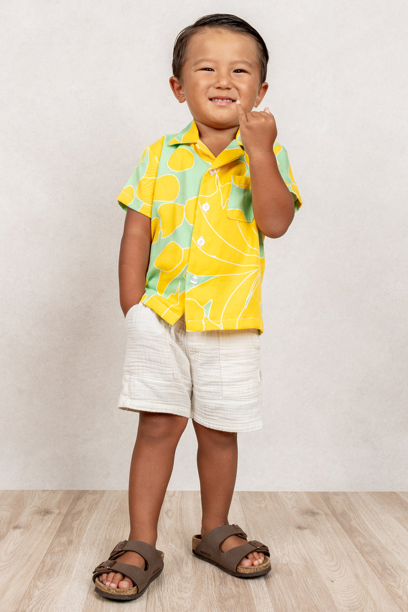 Mini Ronnie Aloha Shirt (Sunshine Palm)