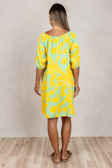 Yuki Gathered Dress (Sunshine Palm)