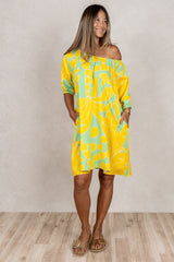 Yuki Gathered Dress (Sunshine Palm)