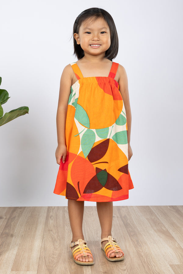 Mini Miki Jumper Dress (Tangerine Linen)