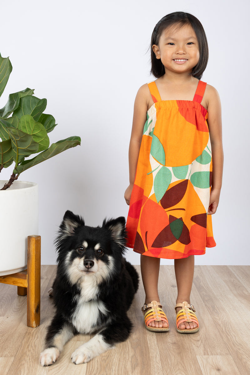 Mini Miki Jumper Dress (Tangerine Linen) Ten Tomorrow Mini Miki Jumper Dress (Tangerine Linen) Ten Tomorrow