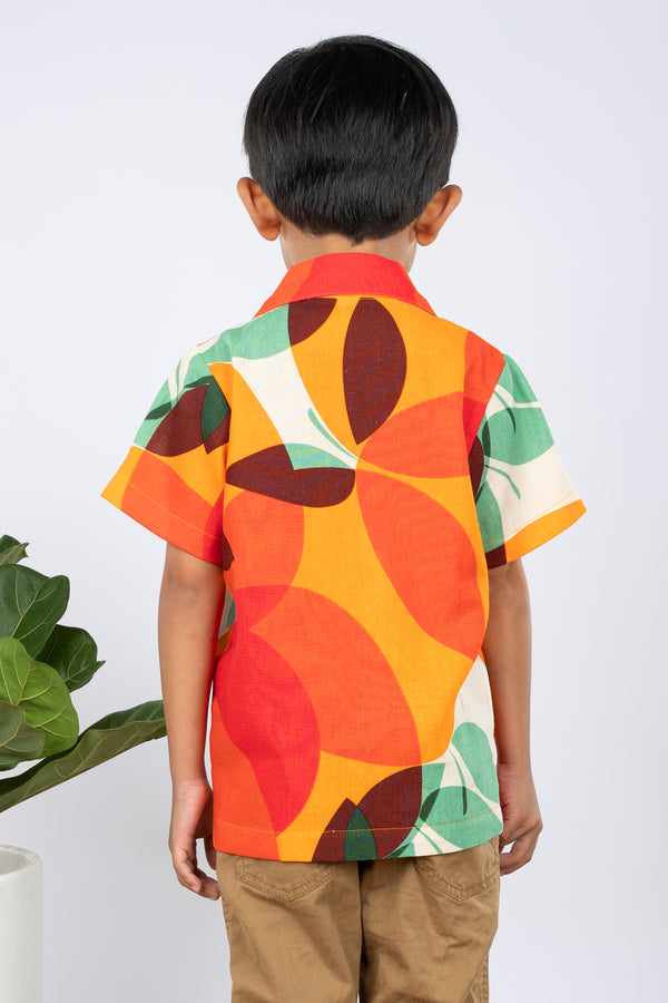 Mini Ronnie Aloha Shirt (Tangerine Linen)