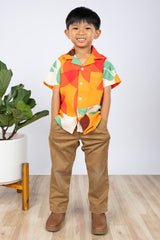 Mini Ronnie Aloha Shirt (Tangerine Linen)