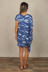 Sienna Asymmetrical Dress (Indigo Waves)