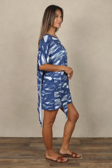 Sienna Asymmetrical Dress (Indigo Waves)