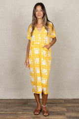 Connor V-Neck Midi Dress (Golden Lei)