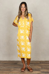 Connor V-Neck Midi Dress (Golden Lei)