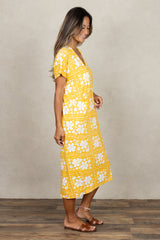 Connor V-Neck Midi Dress (Golden Lei)