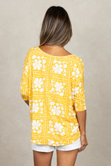 Julie 3/4 Sleeve Top (Golden Lei)